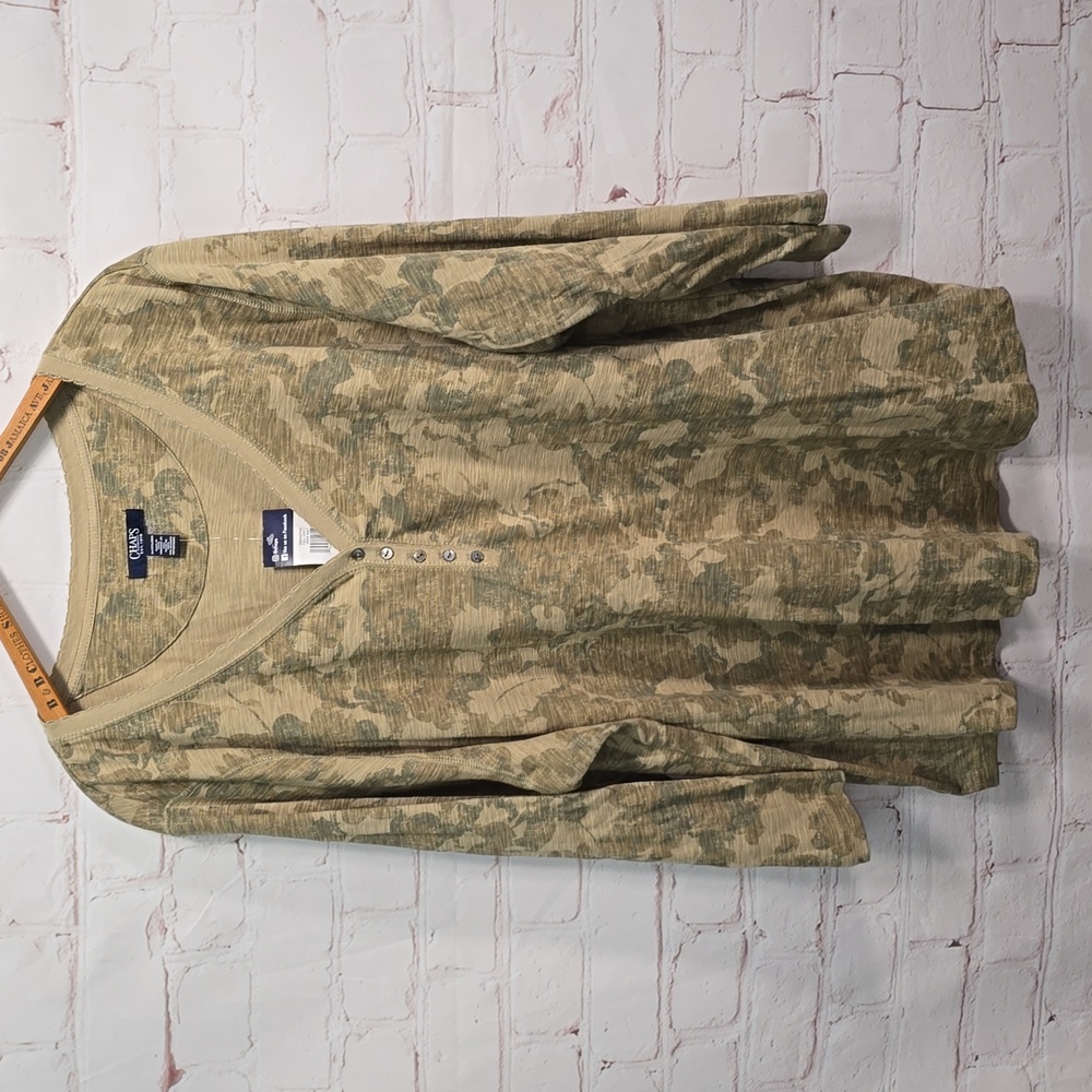 Chaps Green Camo 3/4 Sleeve Womens Size 3x NWT